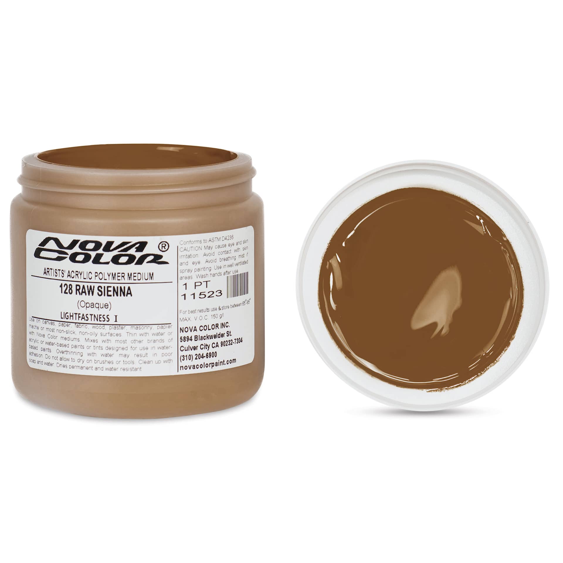 Nova Color Artists’ Acrylic Polymer Paint - Raw Sienna, 473 ml Jar
