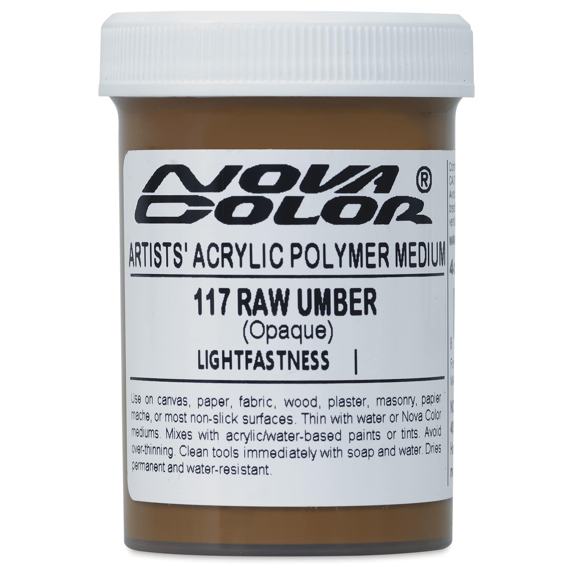 Nova Color Artists’ Acrylic Polymer Paint - Raw Umber, 118 ml Jar