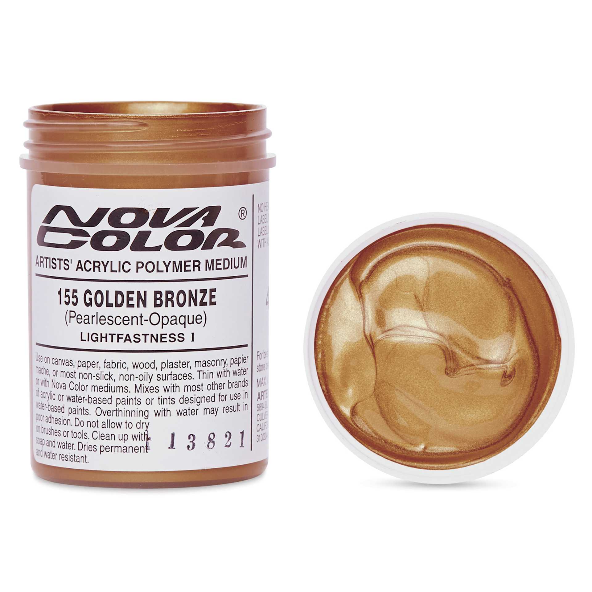 Nova Color Artists’ Acrylic Polymer Paint - Golden Bronze Pearl, 118 ml Jar