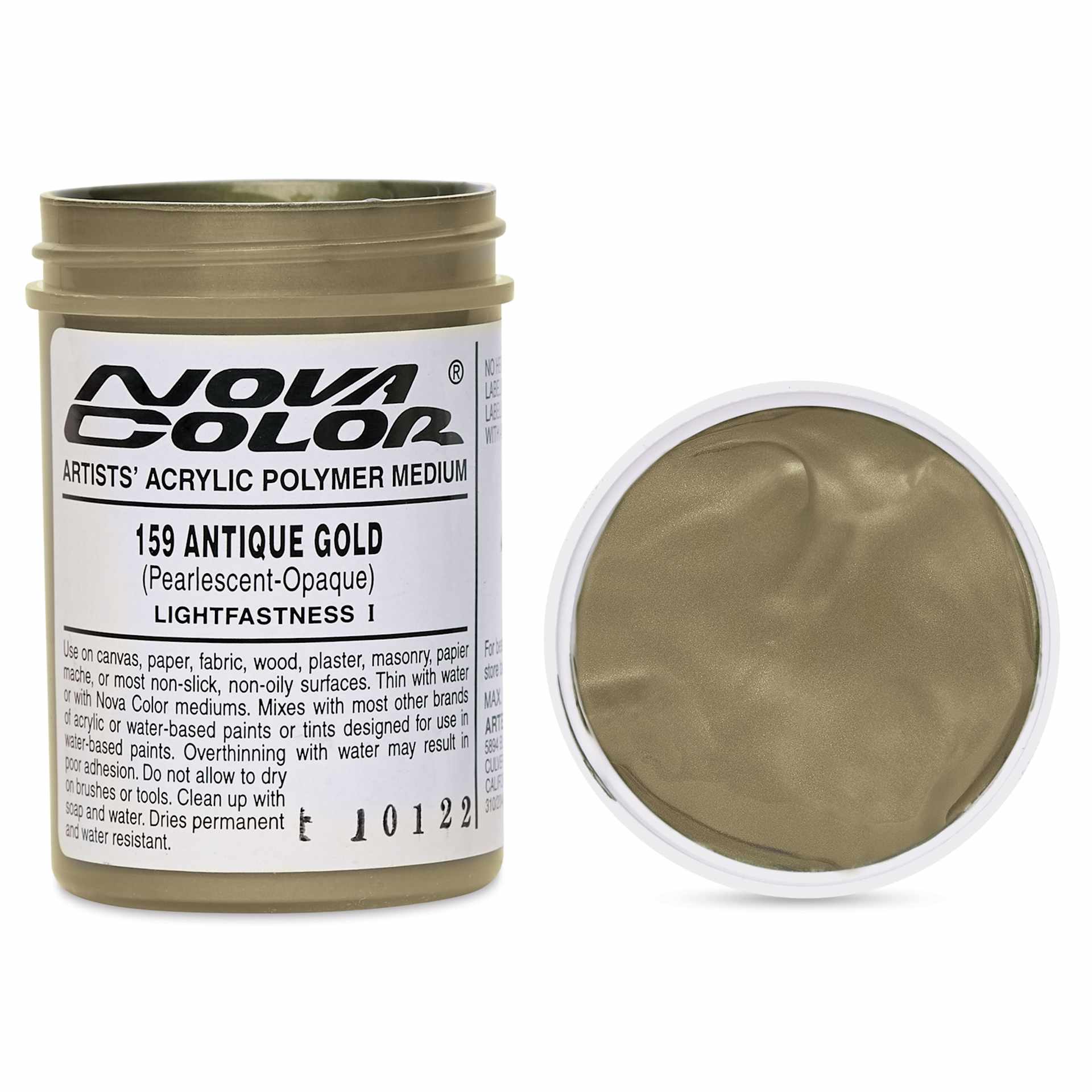 Nova Color Artists’ Acrylic Polymer Paint - Antique Gold, 118 ml Jar