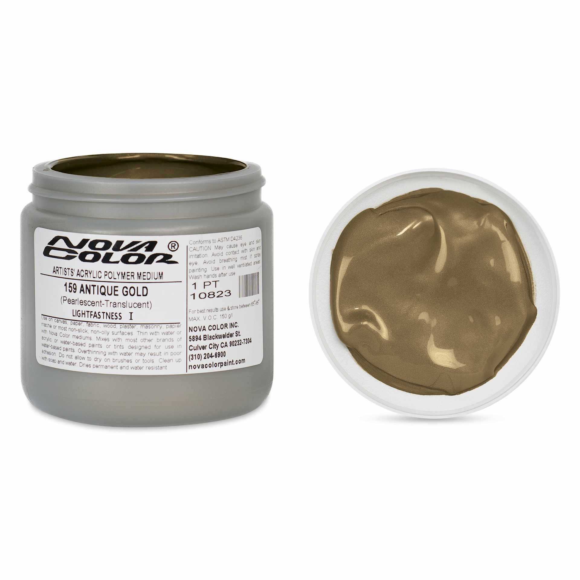 Nova Color Artists’ Acrylic Polymer Paint -  Antique Gold, 473 ml Jar