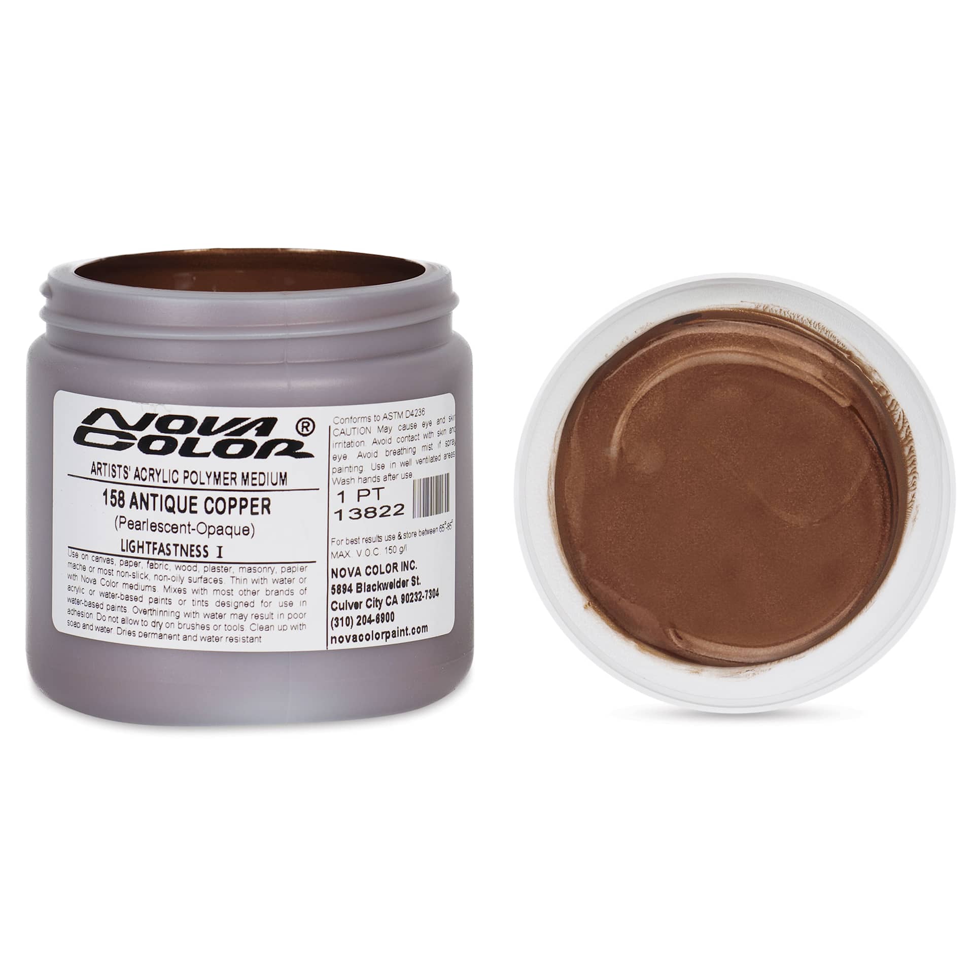 Nova Color Artists’ Acrylic Polymer Paint - Antique Copper, 473 ml Jar