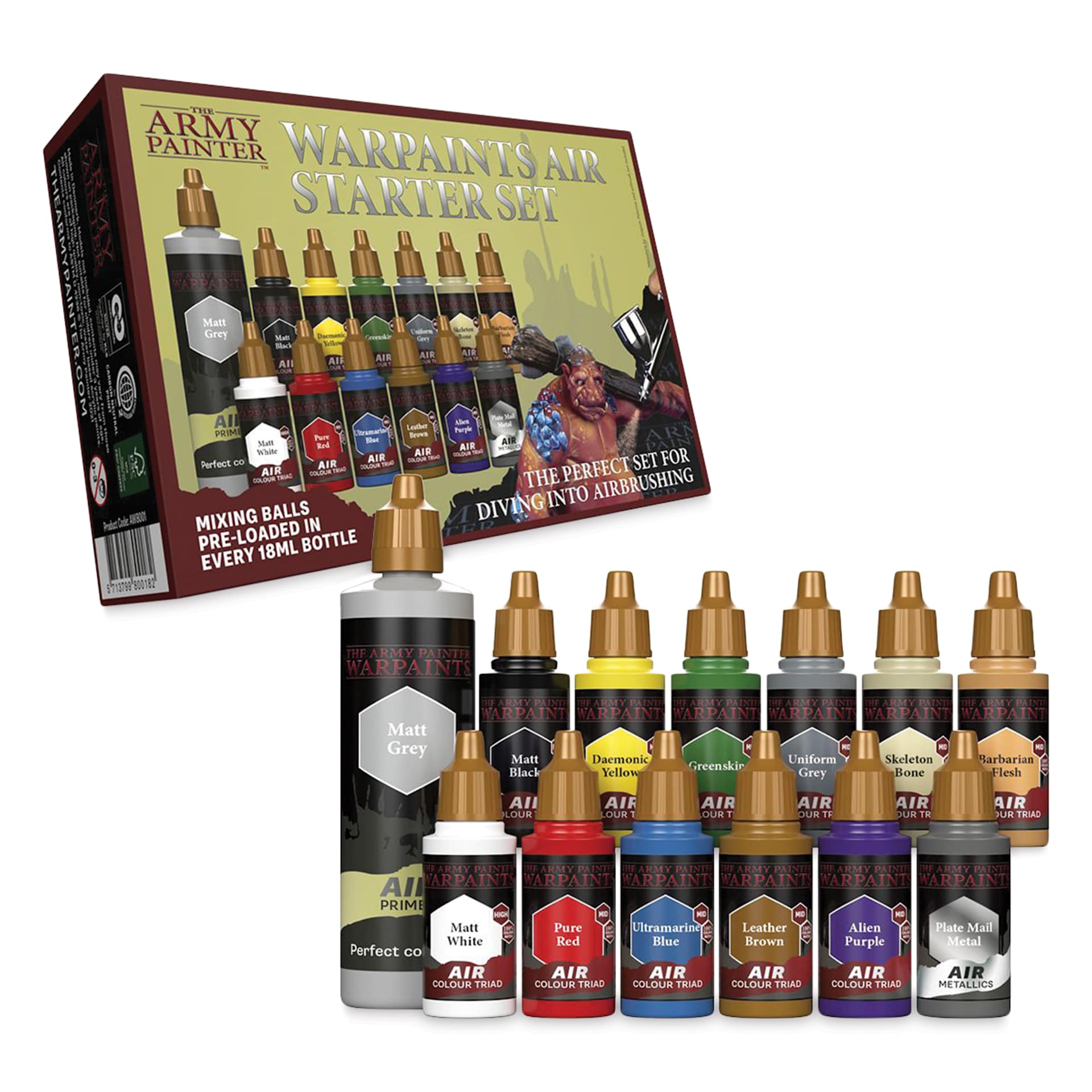 The Army Painter Warpaints Air Acrylic Airbrush Paints - Set of 12, Starter Colors
