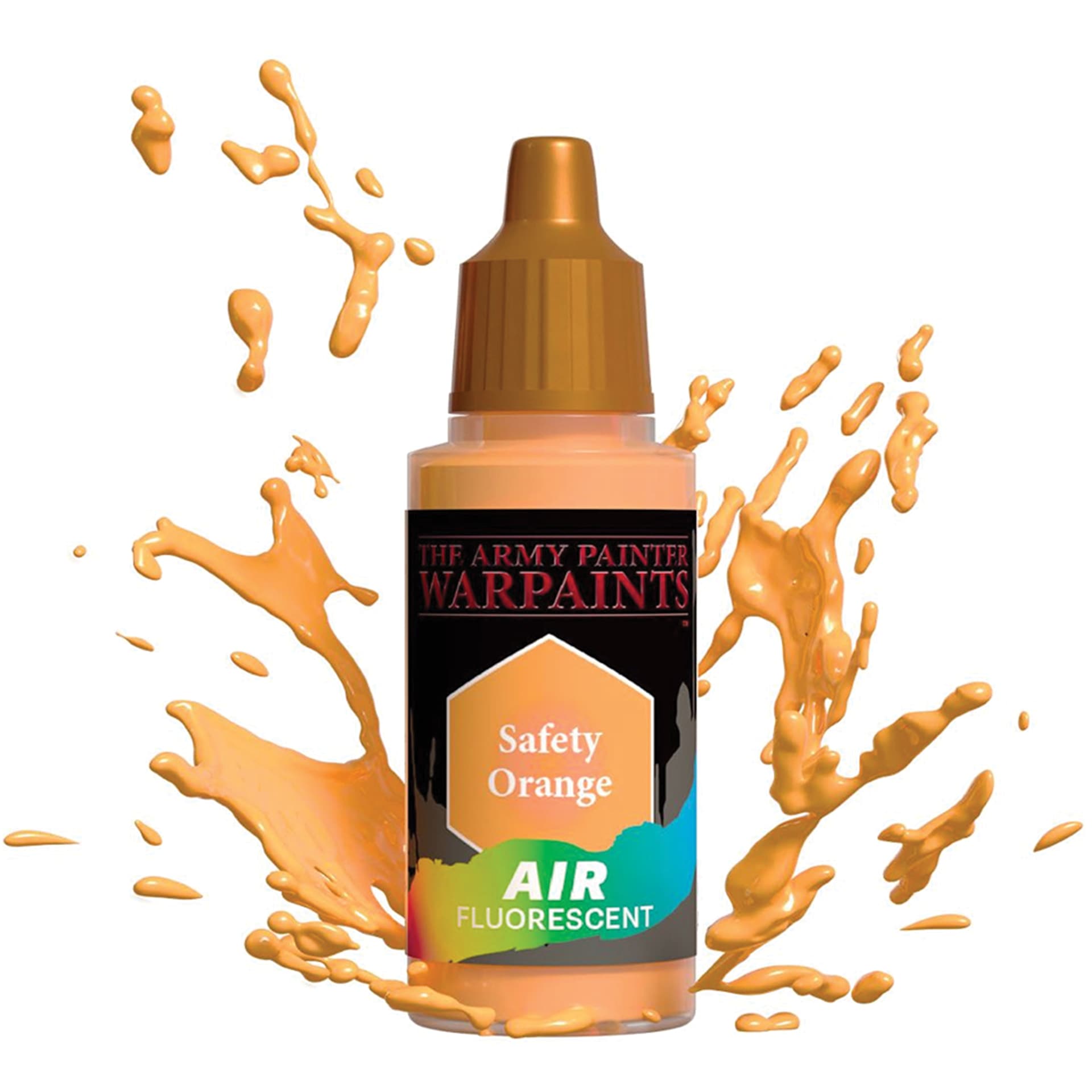 The Army Painter Warpaints Air Acrylic Airbrush Paint - Safety Orange, 18 ml bottle in a splash of paint