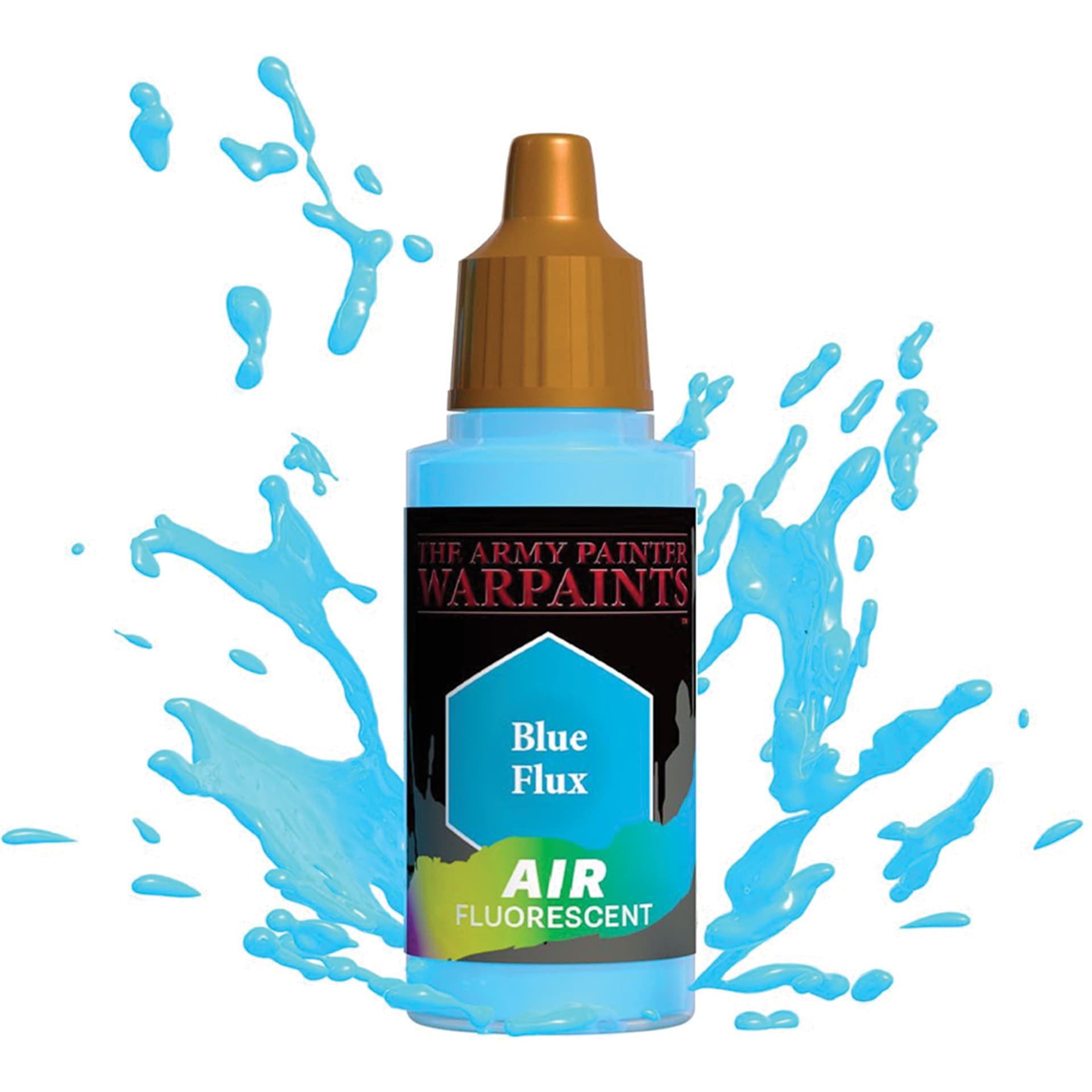 The Army Painter Warpaints Air Acrylic Airbrush Paint - Blue Flux, 18 ml bottle in a splash of paint