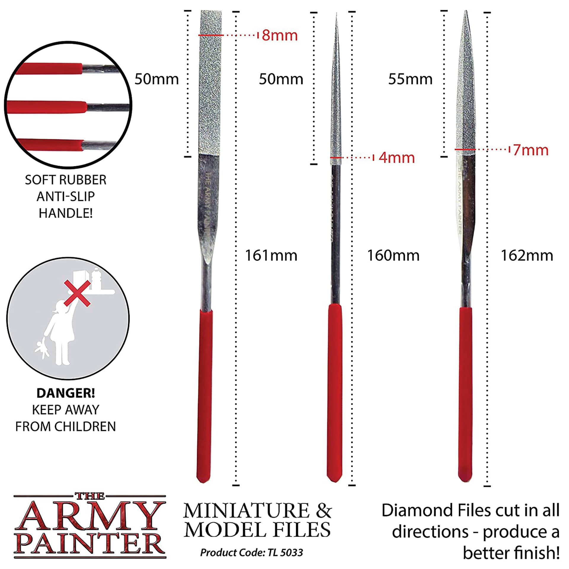 The Army Painter Miniature & Model File Set - Set of 3 dimensions
