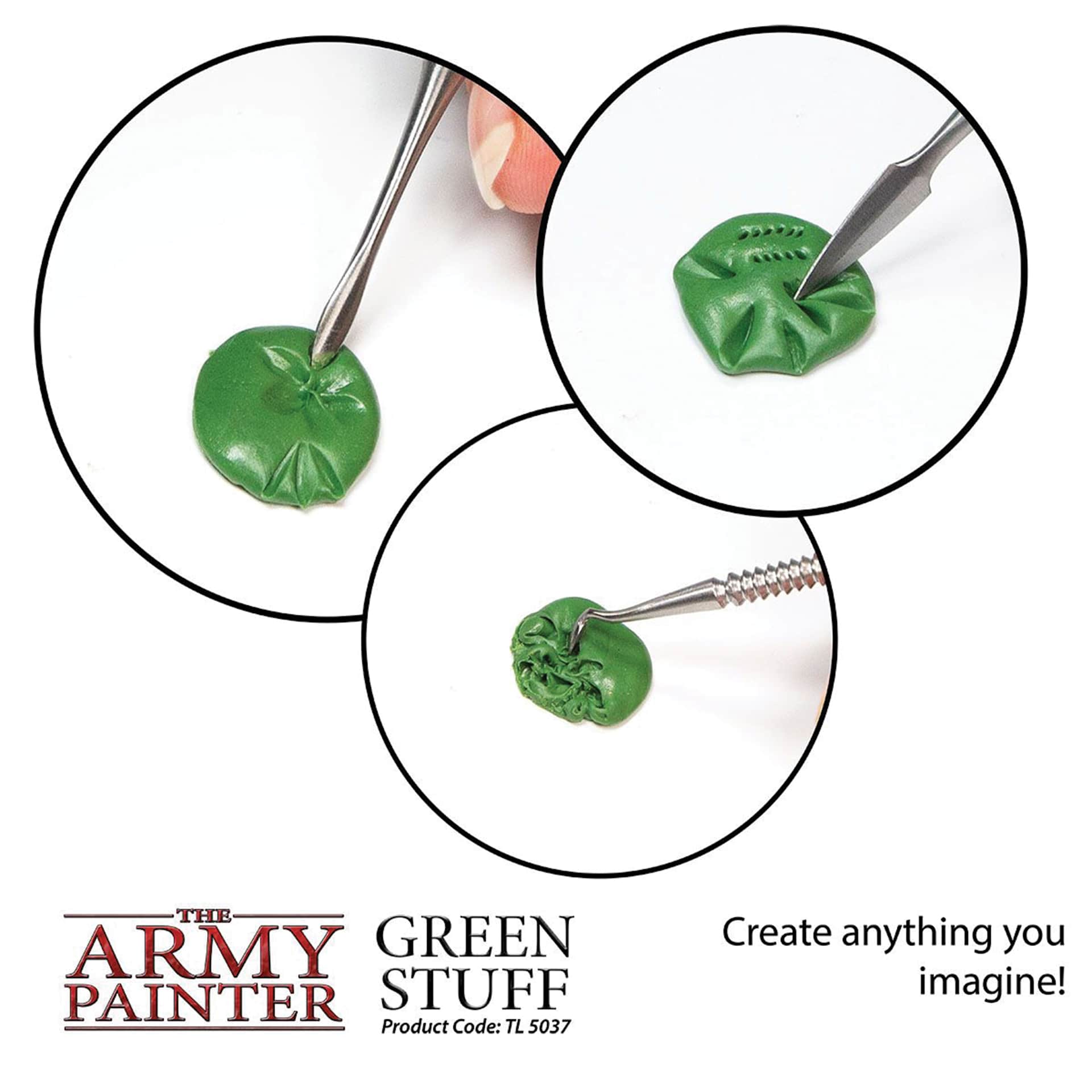 The Army Painter Kneadatite Green Stuff Epoxy Modeling Putty can create anything you imagine. product code tl5037