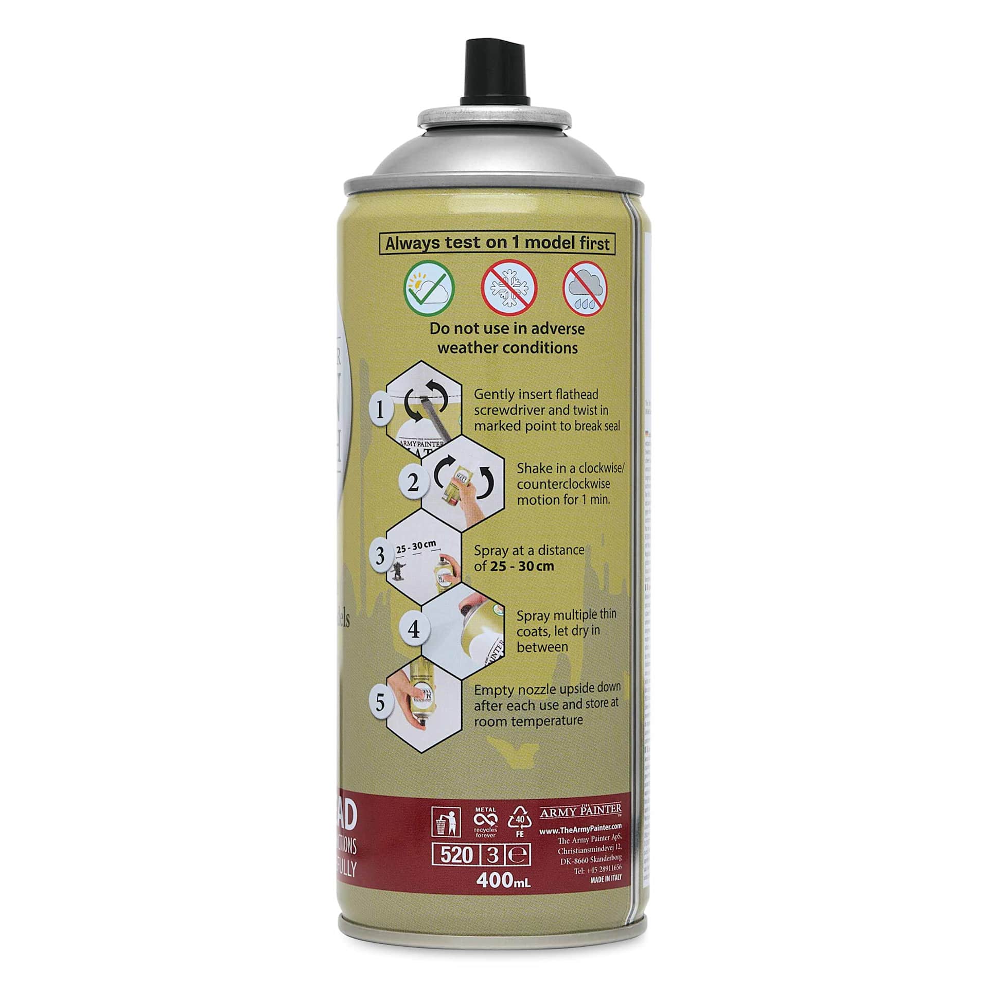 The Army Painter Colour Primer Spray Varnish - Satin Varnish, 400 ml - side of can