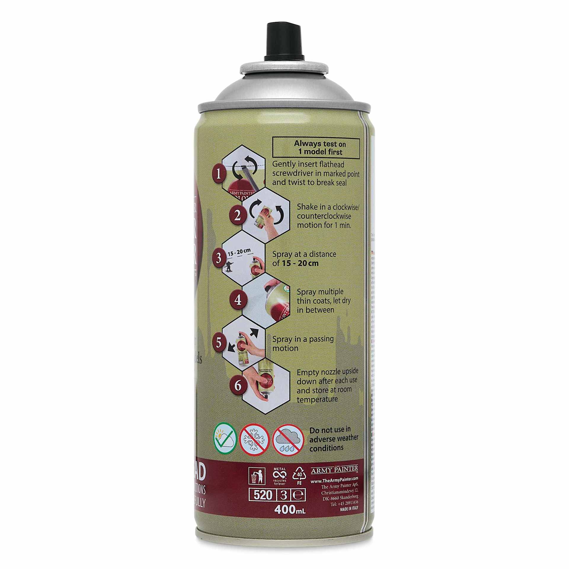 The Army Painter Color Primer - Brainmatter Beige, 400 ml side of can
