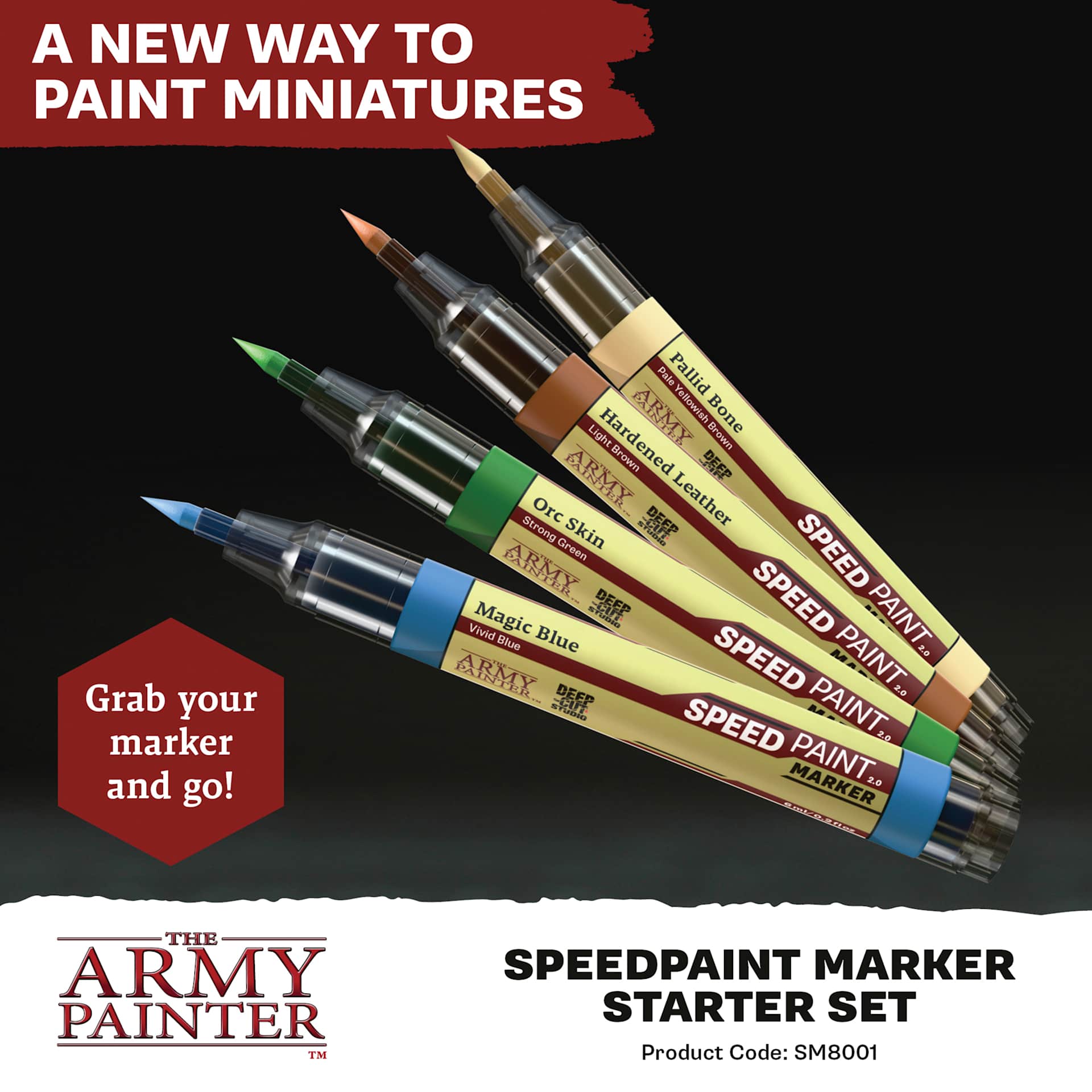 A new way to paint miniatures. Grab your marker and go! Speedpaint Marker Starter set. Products Code: SM8001. The Army Painting