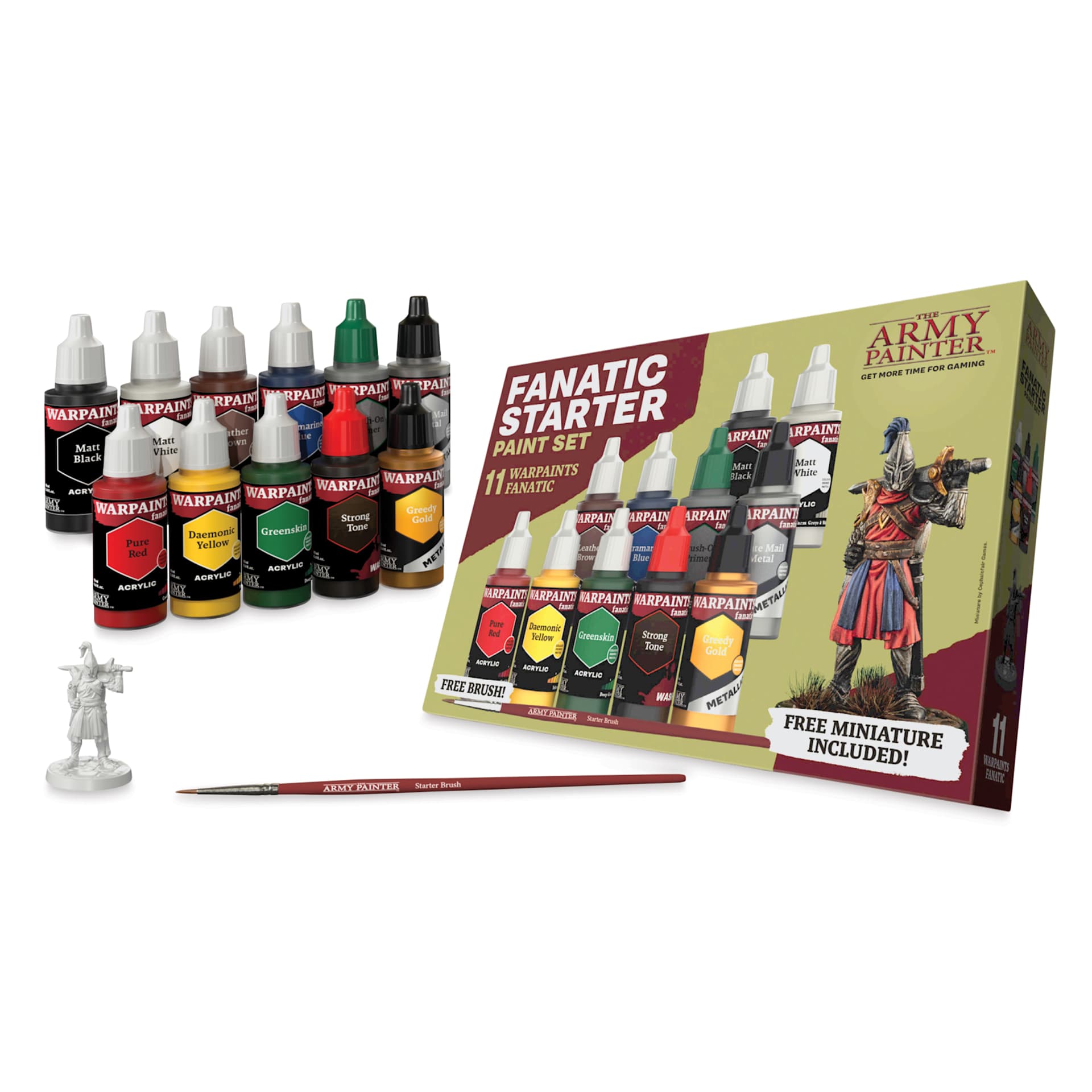 The Army Painter Warpaint Fanatics Acrylic Paints - Set of 11, Starter Set, 18 ml Bottles packaging and contents