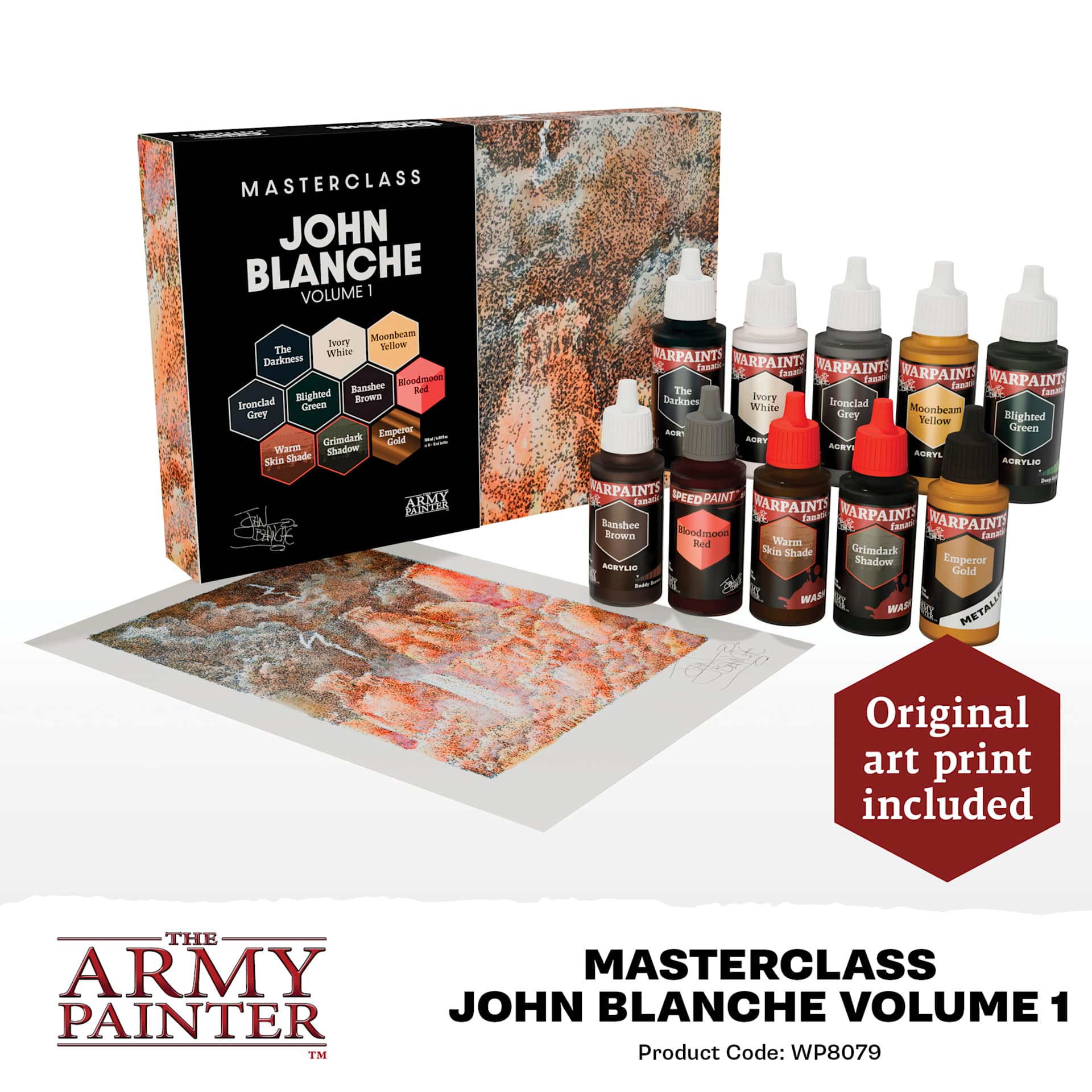 The Army Painter Warpaint Fanatics Acrylic Paints - Set of 10, John Blanche Masterclass Vol. 1, 18 ml Bottles contents and packaging