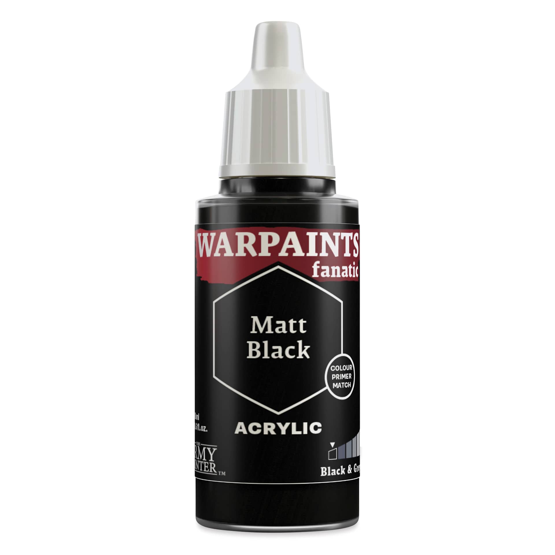 The Army Painter Warpaint Fanatics Acrylic Paint - Matt Black, 18 ml Bottle
