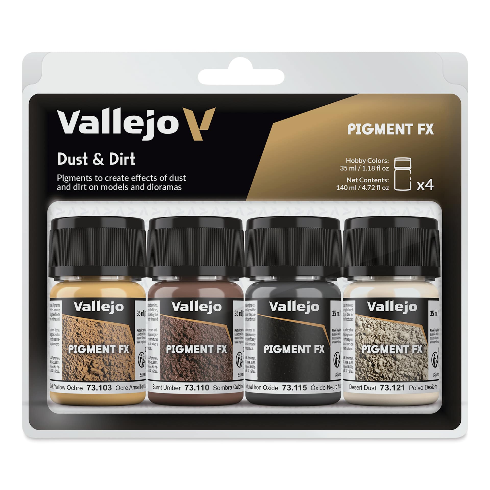 Vallejo Pigment FX Set - Set of 4, Dust and Dirt, 35 ml front of package