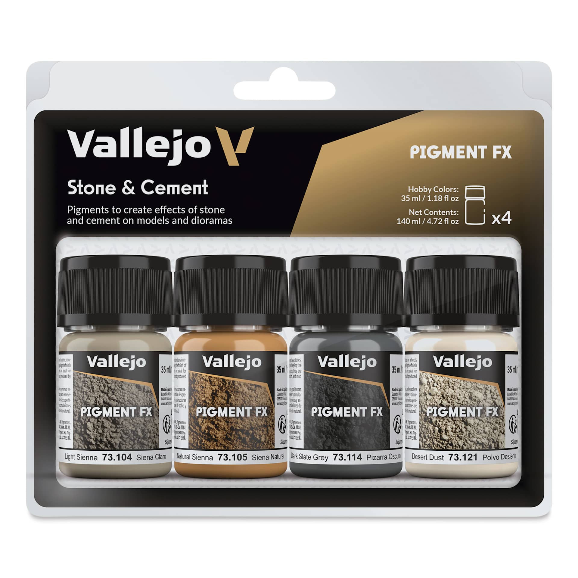 Vallejo Pigment FX Set - Set of 4, Stone and Cement, 35 ml front of package