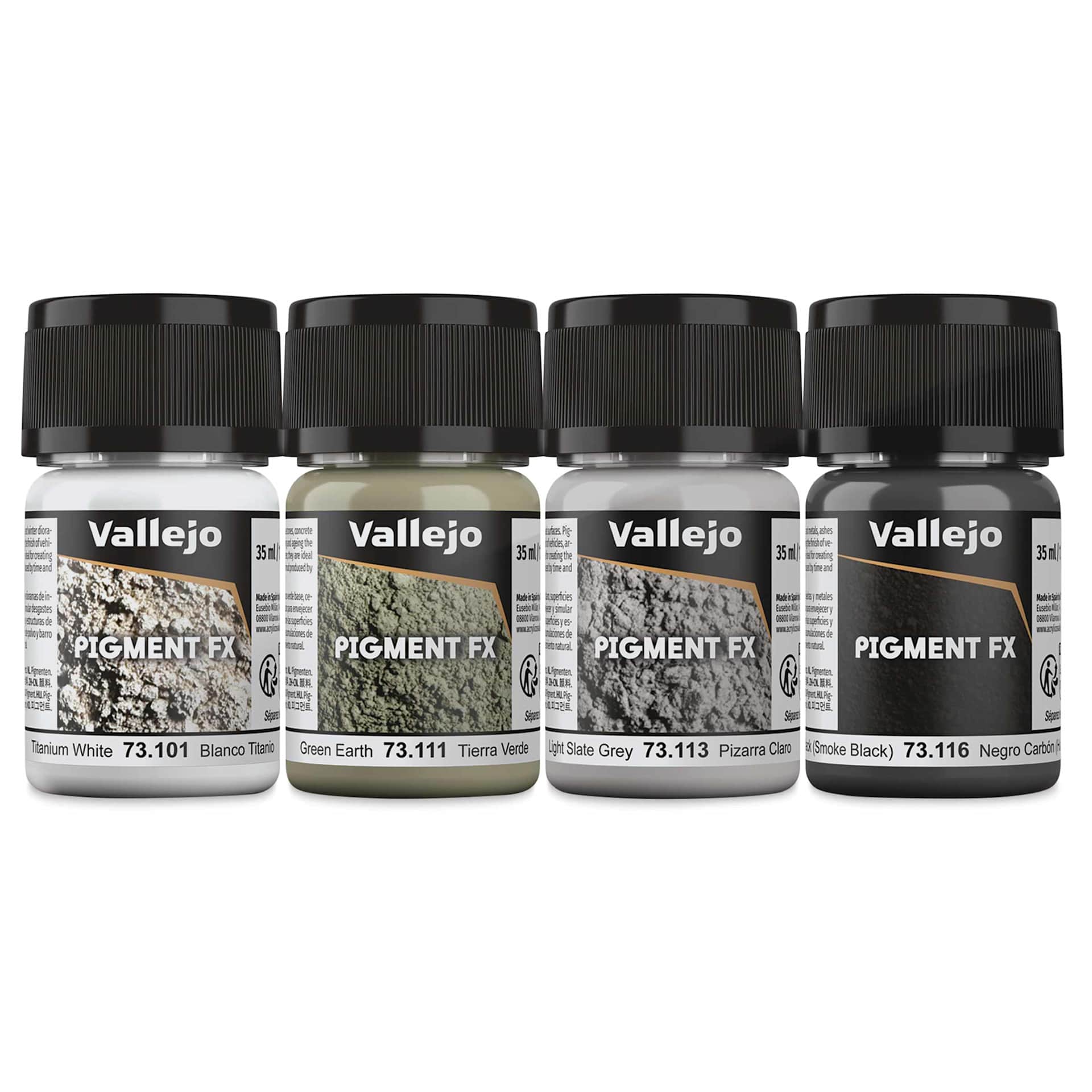 Vallejo Pigment FX Set - Set of 4, Soot and Ash, 35 ml