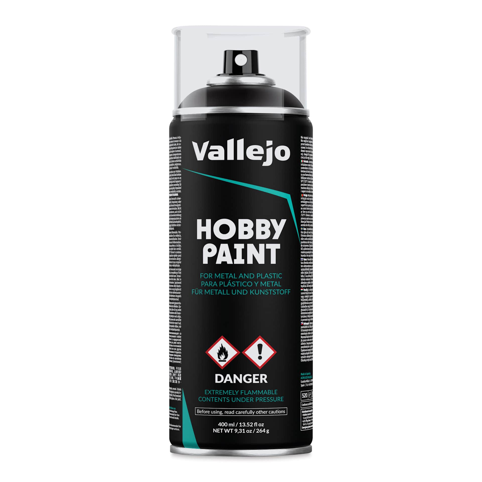 Vallejo Hobby Spray Paint - Black, 400 ml