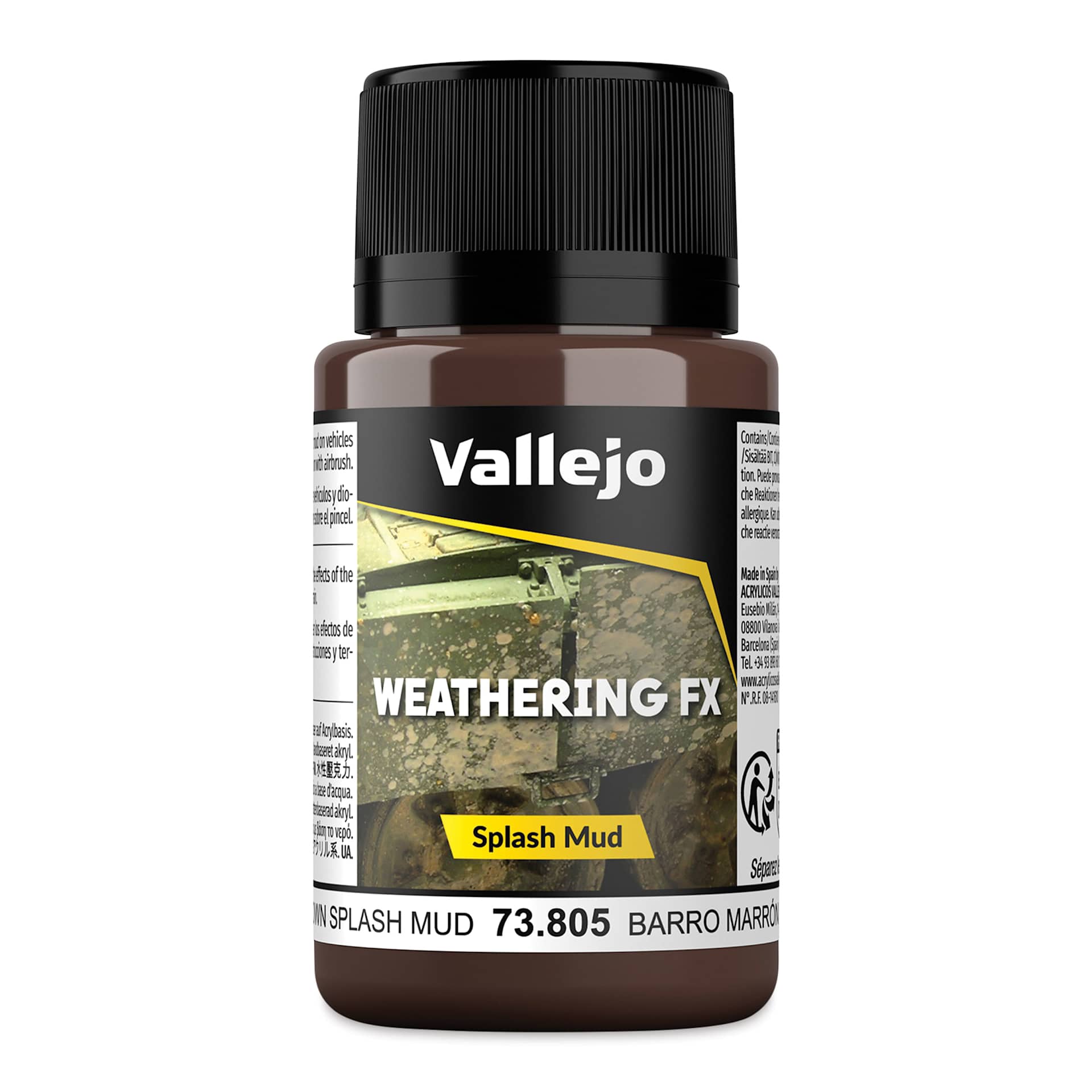 Vallejo Weathering FX Acrylic - Brown Splash Mud, 40 ml Bottle