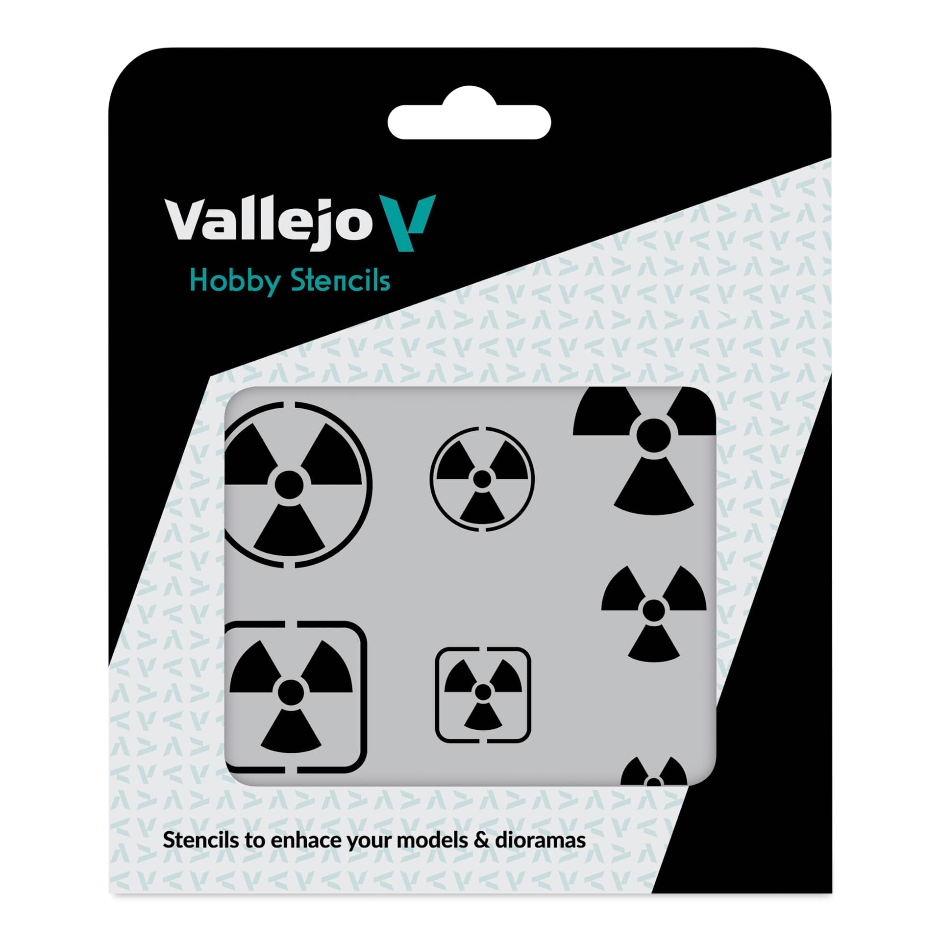 Vallejo Radioactivity Symbols Hobby Stencil front of packaging