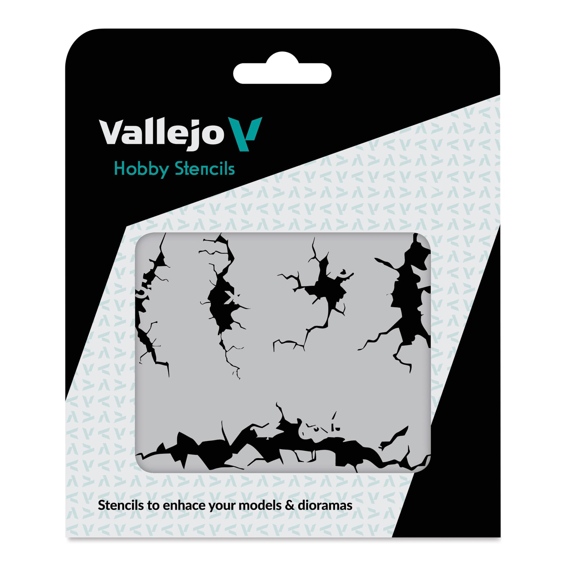 Vallejo Texture Hobby Stencil - Cracked Wall front of packaging