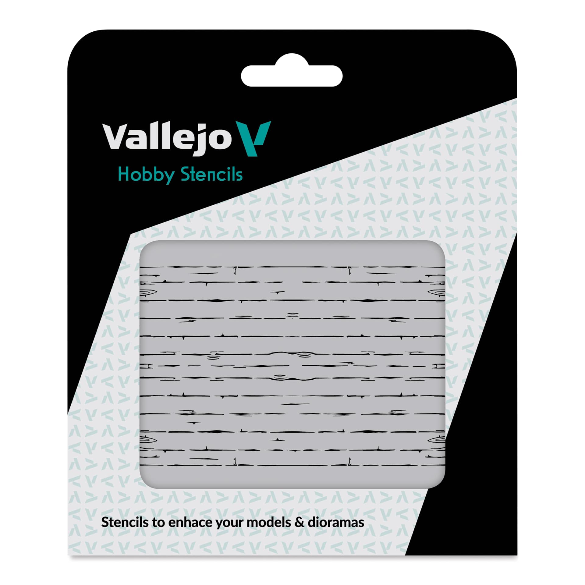 Vallejo Texture Hobby Stencil - Wood Texture 1 front of packaging