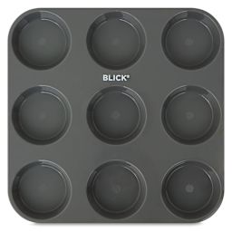 Blick Essentials Empty Tempera Cake Tray - 9 Wells, Large, Pkg of 12, front of tray