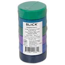 Blick Essentials Tempera Cakes - Set of 6, Large, Cool Colors, packaging