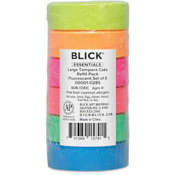 Blick Essentials Tempera Cakes - Set of 6, Large, Fluorescent Colors, packaging