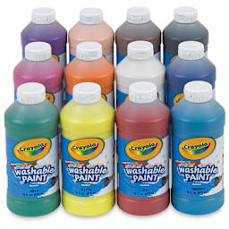 Crayola Washable Paints - Assorted Colors, Set of 12, 16 oz Bottles