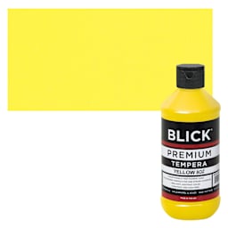 Blick Premium Grade Tempera - Yellow, 8 oz bottle and swatch