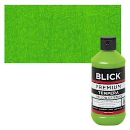 Blick Premium Grade Tempera - Yellow-Green, 8 oz bottle and swatch