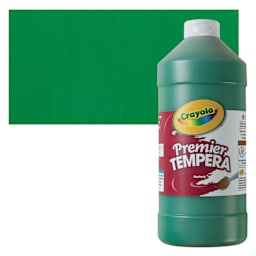 Crayola Premier Tempera - Green, 32 oz bottle and swatch