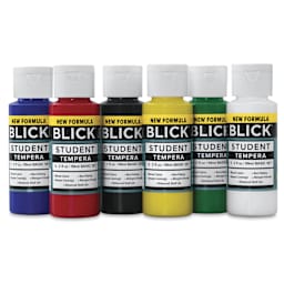Blick Student Tempera Paints - Set of 6, Basic Colors, 2 oz, out of packaging