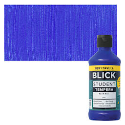 Blick Student Tempera Paint - Blue, 8 oz bottle and swatch