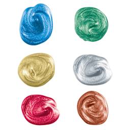 Prang Ready-To-Use Washable Tempera Paints - Metallic Colors, Set of 6, paint blobs of each color
