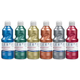 Prang Ready-To-Use Washable Tempera Paints - Metallic Colors, Set of 6, 16 oz bottles back of bottles