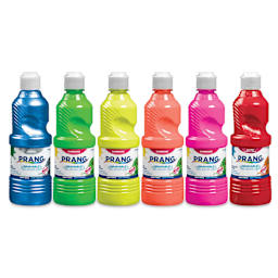 Prang Ready-To-Use Washable Tempera Paints - Assorted Fluorescent, Glitter and Metallic, Set of 6, 16 oz bottles