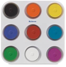 Richeson Tempera Cakes - Set of 9 with Tray, Assorted Color, Large Cakes