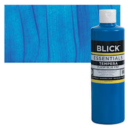 Blick Essentials Tempera - Fluorescent Blue, Pint and swatch