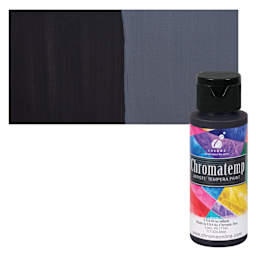 Chroma Chromatemp Artists' Tempera Paint - Black, 2 oz bottle and swatch