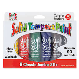 Kwik Stix Tempera Paint - Jumbo Stix, Classic Colors, Set of 6 (Front of packaging)