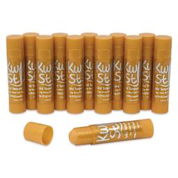Kwik Stix Tempera Paint Sticks - Set of 12, Gold sticks lines up out of package