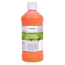 Handy Art Washable Finger Paint - Front of 16 oz bottle of Orange Paint
