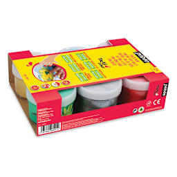 Pebeo Tactilcolor Finger Paint Set - Angled top view of 6 pc package