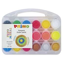 Primo Premium Tempera Paints - Set of 18, Assorted Colors, 25 ml, front of set