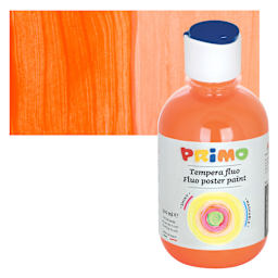 Primo Premium Tempera Paint - Fluorescent Orange, 300 ml bottle and swatch