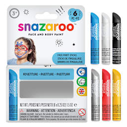 Snazaroo Face Paints - Adventure Face Paint Sticks, Set of 6, contents