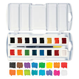 Prang Semi-Moist Watercolor Paint - Square Pans, Assorted, Set of 16