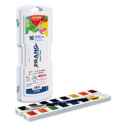 Prang Semi-Moist Watercolor Paint - Square Pans, Assorted, Set of 16