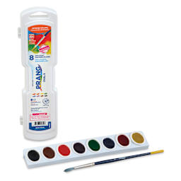 Prang Semi-Moist Watercolor Paint - Oval Pans, Assorted, Set of 8 with front of package